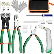 SPEEDWOX Glass Cutting Tool Kit Include Glass Running Pliers, Breaker Grozer Pliers, Mosaic Nippers with Replacement Wheel, Pistol Grip Glass Cutter Set, Cut Resistant Gloves Leather Zipper Bag