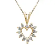 0.17 CT. T.W. Natural Diamond Heart Starburst Pendant in 14K Gold