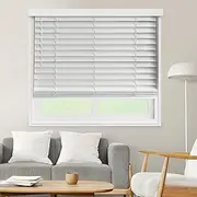 Faux Wood Blinds, Window Blinds, Wood Blinds, Window Shades, Window Treatments, Blinds & Shades, Window Shades for Home, Wooden Blinds, 17" W X 72" H, Basic White