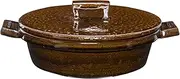 Hase Seien ACK-03 Bistro Pot, for 2-3 People, Approx. 9.1 inches (23 cm), Approx. 31.4 fl oz (900 ml), Open Fire, Empty Fired OK, Microwave Oven, Recipe Included, Brown, American Glaze, Brown, IGA