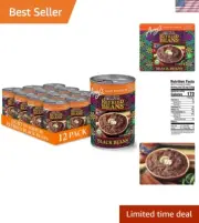 Organic Refried Beans Canned, Light in Sodium Refried Black Beans, Vegan Glut...