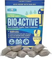 Walex Bio-Active Home Septic Tank Treatment - Strong Digestive Power with Beneficial Bacteria & Enzymes for Liquefying Solids & Breaking Down Waste, Odor Neutralizer -1 Year Supply, 12 Packets