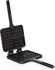 BBQ-Nerd Cast Iron Waffle Mould for Belgian Waffles - Cast Iron Waffle Iron for Stove Grill Fire Pit - Rustic Waffle Maker - Non-Stick - Barbecue Waffle Iron