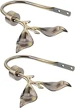 VINTORKY Leaf Shaped Metal Curtain Holdbacks 2pcs Brass Decorative Window Curtain Holdbacks for Decor