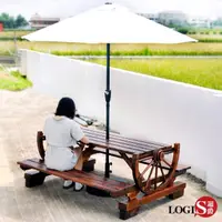 在飛比找momo購物網優惠-【LOGIS】防腐實木桌帶椅組 庭園桌椅(啤酒桌 戶外桌椅)