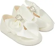[Earlydays Baypods] Baypods, B028 Bar with Diamonte Heart Bow Pre Walker Baby Shoes Made in The Softest Faux Leather, Made in England