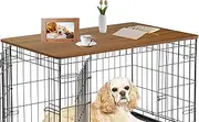 Deblue Foldable Dog Crate Topper, Crate Topper for 48in Wire Dog Cages, Wooden Dog Kennel Table Top for Large Dog, Foldable, Portable (for 48 in Crate, Only Topper)