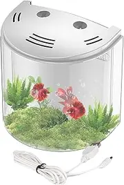 Small Fish Tank | 8.27 Inches Nano Fish Tank with Filter | Fishes Tanks Starter Kits | Acrylic 5l Small Tank with USB Led Light & Water Pump for Desktop Aquarium Setup, Beginner Fish Keeping