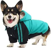 Dog Hoodie Clothes Warm Hoodies Coat Pet Winter Hooded Puppy Sweaters Adjustable Jacket Sweater Shirt for Small Medium Dogs Doggy Hoody Outfits with Harness Hole (Green, X-Large)