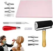 Maciun Linoleum Carving Set, Stamp Set - Rubber Block Stamp Carving | Ink Pad for Rubber Stamp, Block Printing Kit, Printing Kit Printing Accessories for Rubber Block Stamp Maker