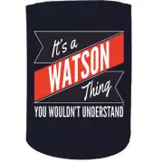 Stubby Holder - Watson Thing Surname Personalised - Funny Novelty Christmas Gift