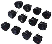 GANAZONO 12Pcs LED Rocker Switch with Random Color Bulbs Off Control for Cars and Easy Setup for