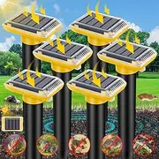 HiAnifri Ultrasonic Mole Repellent Outdoor, Solar-Powered Gopher Mole Repellent for Lawn Yard and Garden, 6 Pack Waterproof Mole Killer Traps, Effectively Repels Mole Snake Vole Groundhog-Yellow