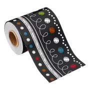 3" x 49.2Ft Bulletin Board Border,Wavy Dots Scalloped Trim, Color/Black