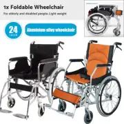 Aluminium Wheelchair Lightweight Folding Compact Travel Transit Aid Hand Brake