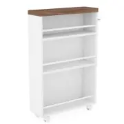Clarine White Storage Cart with Rolling Wheels and Handle for Kitchen, Dinning