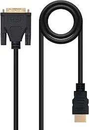 DVI to HDMI Conversion Cable, DVI 18+1 Male Connector to HDMI Type A Male Conversion Cable, Length 1.8m, Ideal for Connecting Devices with DVI Output to HDMI Inputs, Ensuring Transmission of