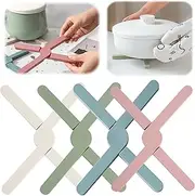 Zodaqian 4 Pcs Foldable Silicone Trivets,Expandable Silicone Trivets,Non-Slip Silicone Pot Holders,Foldable Silicone Trivet Mats,Hot Pot Holder Hot Pads Drying Mat,for Dishes,Hot Pots and Pans