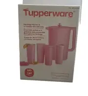 NEW! Pink Gallon Tupperware Classic Pitcher 1 Gallon w/ 4 free 16 oz. glasses!!!