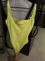 new BLEU ROD BEATTIE chartreuse ribbed one piece SUPER CUTE SIZE 6