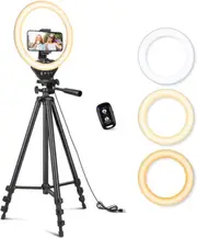10 Inch Ring Light with Extendable Tripod Stand and Phone Holder for Live Streaming and Makeup