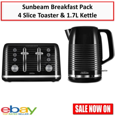 Sunbeam Breakfast Making Gift Set 4 Slice Toaster 1.7L Kettle Hot Water Jug NEW