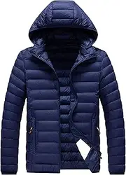 [JEShifangjiusu] Lightweight Cover Jacket With Hat Warm Winter Thick Ski Jacket Man Sports Jacket, Blue 2, 5XL