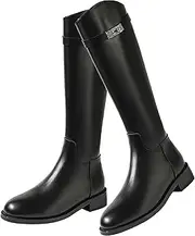 [LNNLUU] Spring Horse Riding Boots(35-40), Equestrian Shoes, Slip Resistant + Water-Resistant, Round Head + Mid Heel (3-5cm), Wear-Resistant + Back Zipper, for Spring/Autumn,36,Black