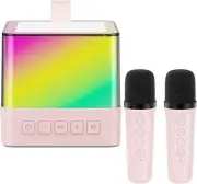Mini Bluetooth Karaoke Machine with 2 Wireless Microphone & RGB Lights