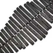 Black Lava Rock Stone Graduated Slice Stick Points Beads 20-60mm 15.5"Strand
