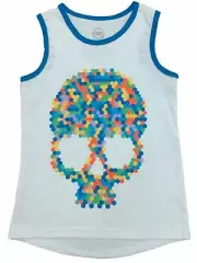 Wonder Nation Boys Tank Top Medium (8) White 3D Multi Color Skull NEW