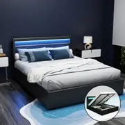 Wanda LED Storage Queen Bed Frame Black