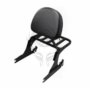 Black Passenger Backrest Sissy Bar+Rack Harley Softail 200mm 06-UP