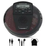 Rechargeable Portable CD Player with Bluetooth,Compact Anti-Skip Shockproof Portable CD Player with Earphone,Walkman CD Player with Stereo Speakers LCD Display