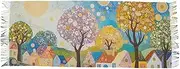 [AIXIWAWA] Women's Pashminas Scarf Cartoon Town Print, Shawls Wrap Lightwight with Tassel for Evening Dress Dinner Party, Multicolor