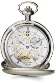 Charles Hubert Stainless Steel Double Cover Satin Pocket Watch