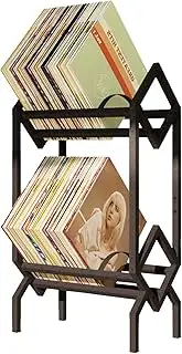Double layer Vinyl Record Storage Shelf - LP Record Holder - 160-200 LP Display Rack - Ideal for Albums, Books, Magazines, Files - Matte Black