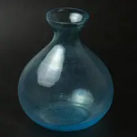 在飛比找Yahoo!奇摩拍賣優惠-藍色玻璃手工花瓶
