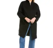 Vince Coat Collarless Open Front Reversible Wool Blend Black Eden M;NWT $895