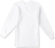 [Gunze] RP63102 Men's Inner Shirt, Comfortable Quilted Far Infrared Treatment, Diamond Pattern, Skin Surface: 100% Cotton, Long Sleeve, U-Neck, 2-Piece Set, White, LL