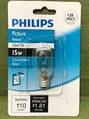 Philips 15W T6 Clear Picture Candelabra Bulb BC15T6C/TP Free Shipping