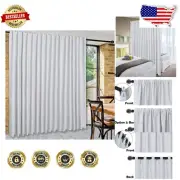 Heavy-Duty Blackout Sliding Door Curtains 144" x 108" - Noise-Reducing Fabric