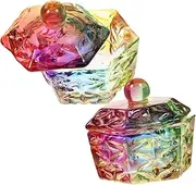 Baluue 2pcs Colorful Crystal Cup Flash Portable Monomer Holder Nail Glue Manicure Kit Dipping Powder Nail Kit Nail Liquid Cups Accessories Glue Nails Sander Nail Embellishments LED Glass