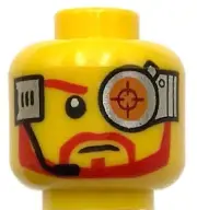 Lego New Yellow Minifigure Head Dual Sided Cyborg Eyepiece Beard Determined Part