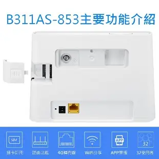 華為B311as-853 & Dynalink RTL0031W 4G SIM卡LTE Wifi分享器無線行動網卡路由器