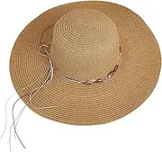 [Wedhapy] Beach Hat Beach Hats for Women Breathable Straw Bow Hat with Wide Brim Sunshade Ladies' Headpiece Foldable Sun Women for Outdoor Use