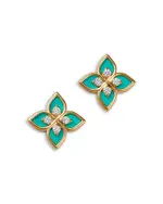 Roberto Coin 18K Yellow Gold Diamond Ceramic Venetian Princess Stud Earrings