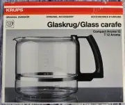 KRUPS 12 Cup Compact Aroma Replacement Glass Carafe W/Black Handle F0350-42 NEW