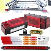 Submersible LED Trailer Light Kit 12V, Rectangular Led Trailer Brake Stop Turn Tail License Plate Lights w/Mini Markers/Trailer Lights Bar/25FT Wiring Harnness for Camper Truck RV Boat