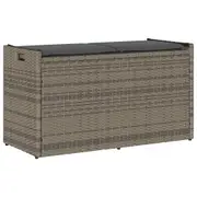 vidaXL Outdoor Storage Bench with Cushion Grey 100 cm Poly Rattan